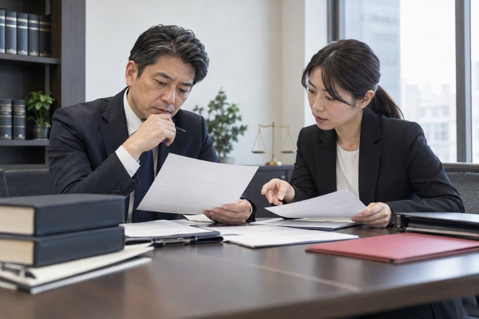 行政処分とコンプライアンス資料を確認する担当者