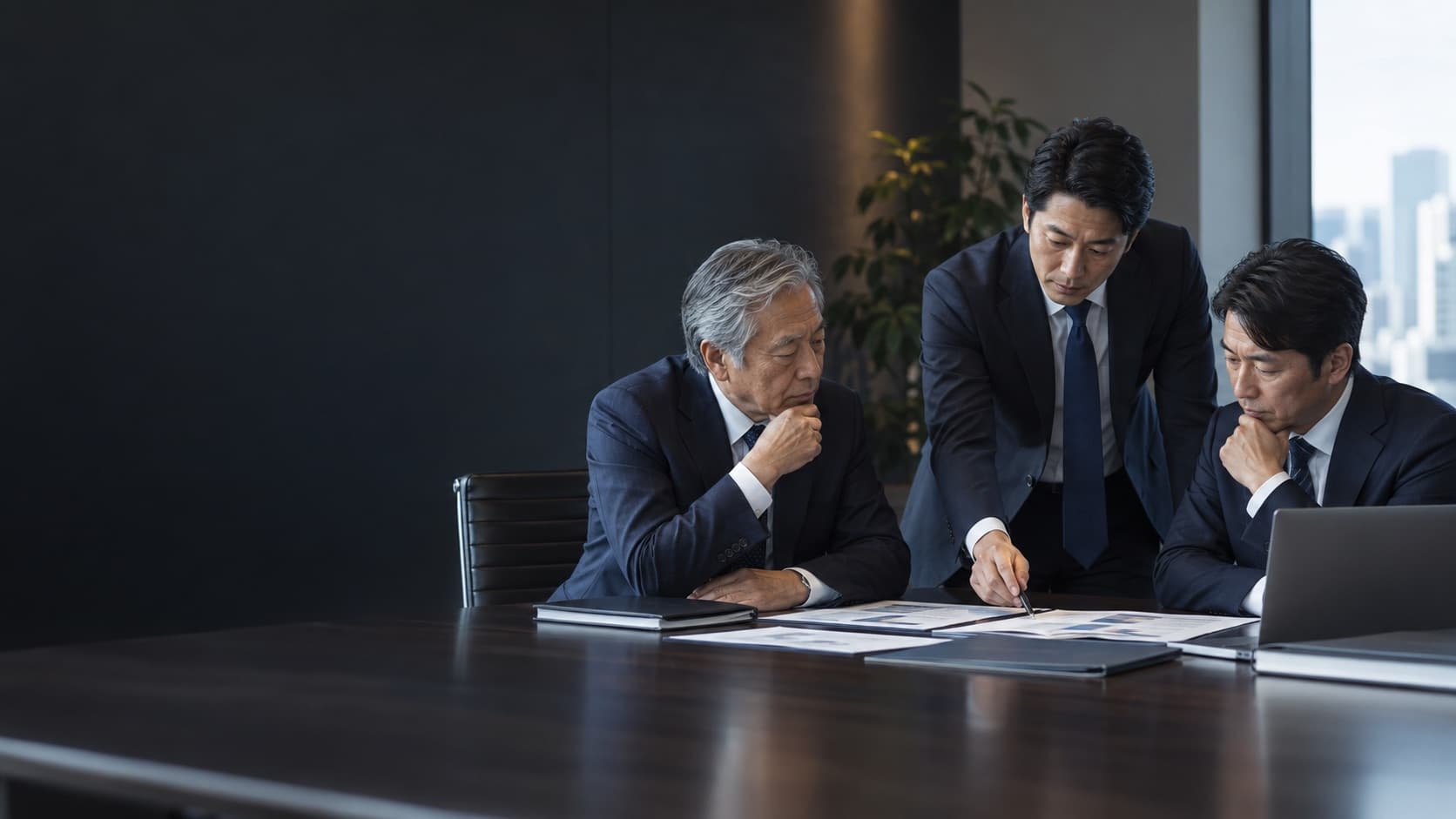 警備会社の経営資料と事業承継を確認するイメージ