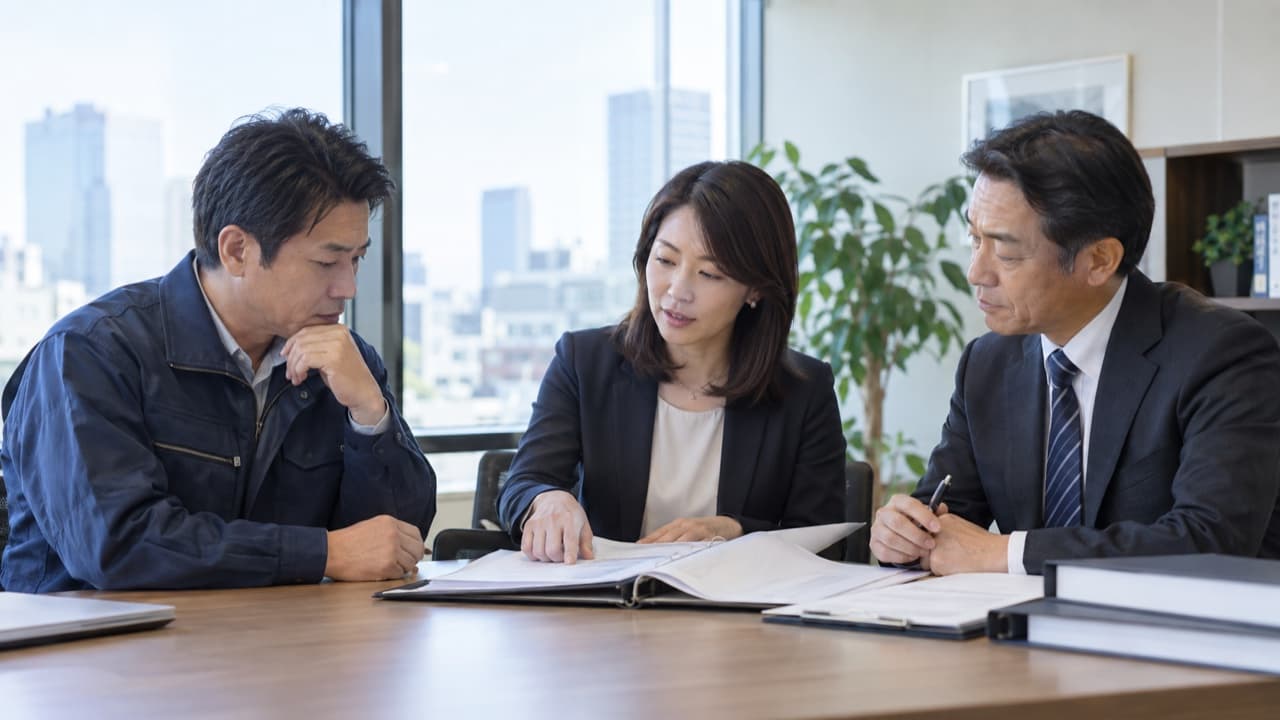 警備会社の許認可や労務について相談する専門家と担当者