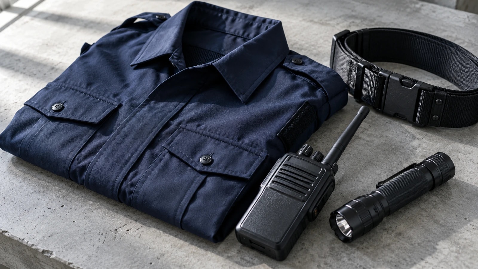 制服と無線機などの警備装備品